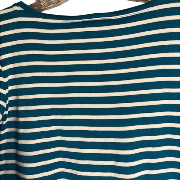 Talbots Green and White Striped Women's Size Large Long Sleeve Tee - Picture 9 of 11